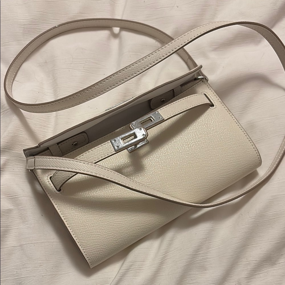 Mini Kelly To-Go Amazon Cream Crossbody Bag